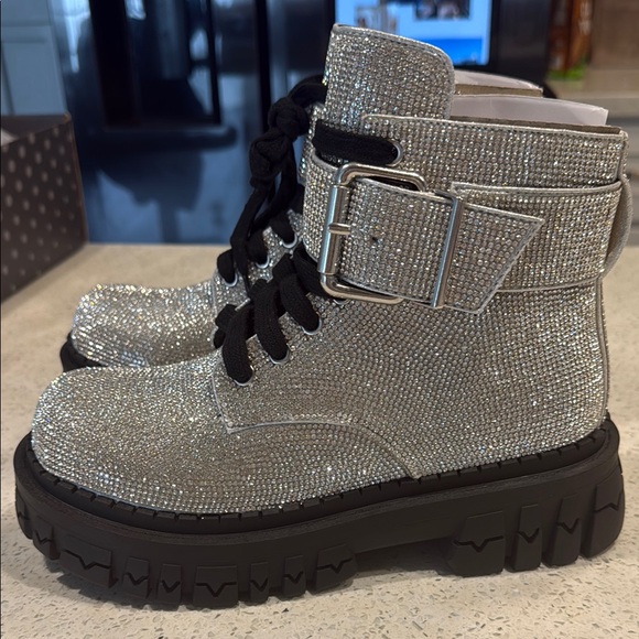 Dolls Kill Silver Glitter Women's Boots - Picture 3 of 6